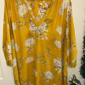 Worthington Mustard Floral Blouse
